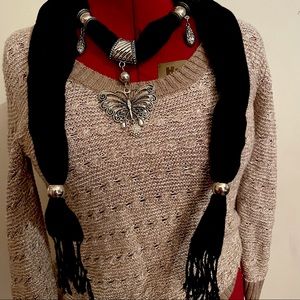 Butterfly scarf charm set - includes black scarf!